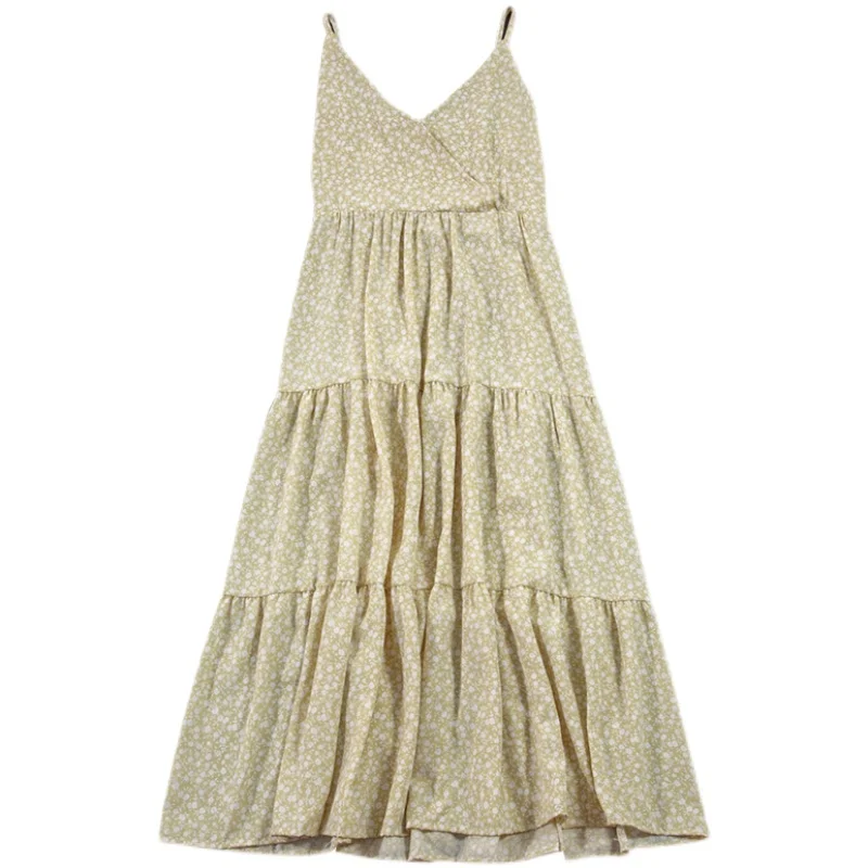 

French-Style Elegant Chiffon Floral Strap Dress for Women 2021 Summer New Slimming Bottoming Midi Dress