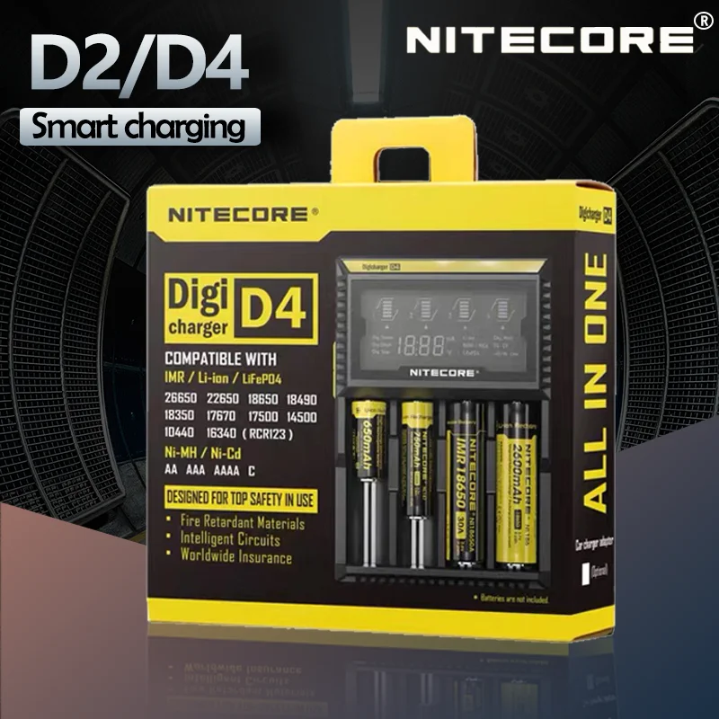 Новое интеллектуальное зарядное устройство Nitecore D4 D2 с ЖК дисплеем полностью