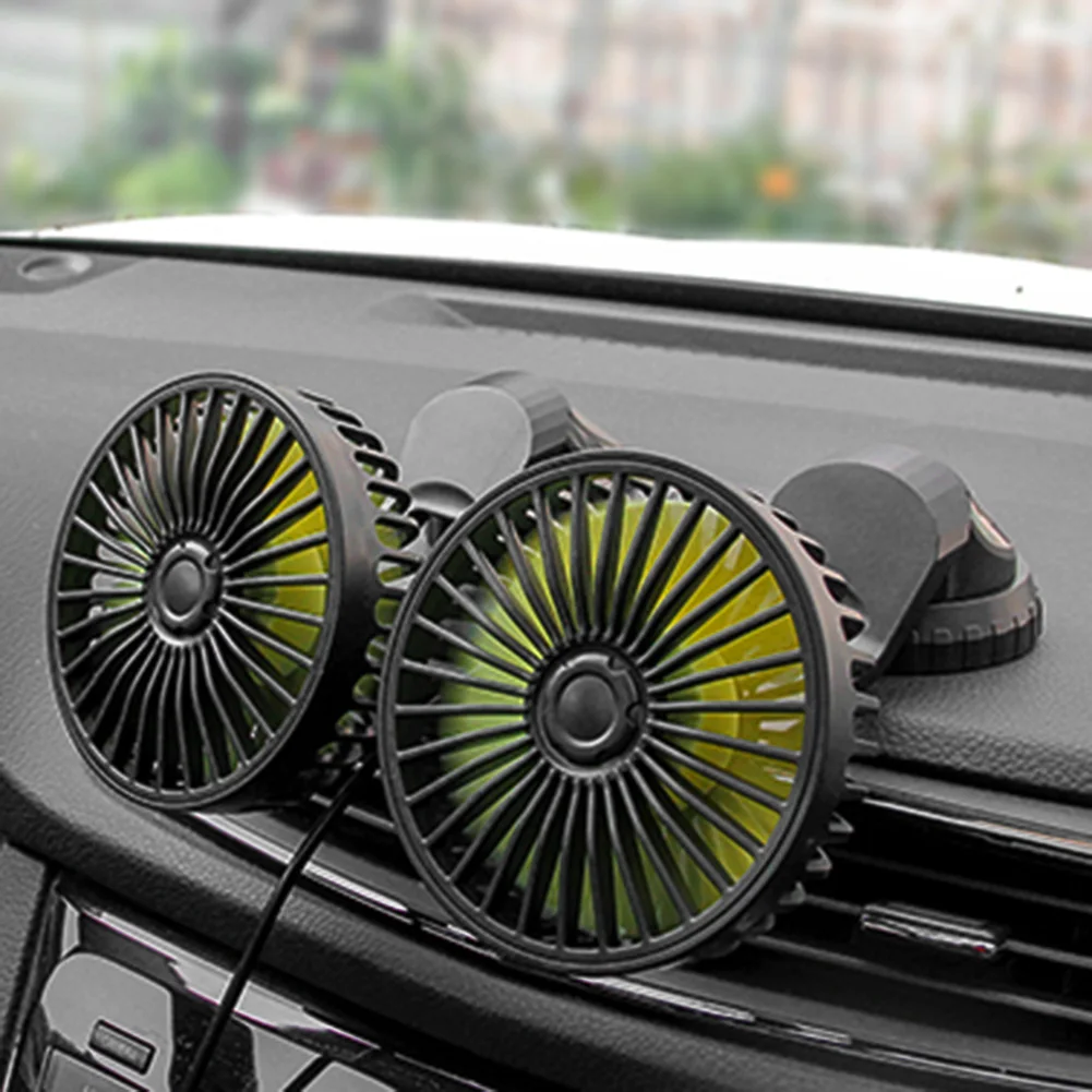 USB Powered Car Fan Multi-Angle Rotatable Dual Head 3-Speed Dashboard ABS Three Speeds Summer Cooling Accessories | Автомобили и