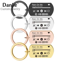 personalized music code keychain favorite song music teacher for women men stainless steel keyring laser engrave spotify gifts