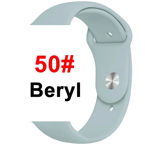Спортивный мягкий силиконовый ремешок для Apple Watch, ремешок 44 мм, 40 мм, серия 5, 4, браслет для часов iWatch, ремешок 38 мм, 42 мм, 3, 2, 1, аксессуары - Цвет ремешка: 50 Beryl