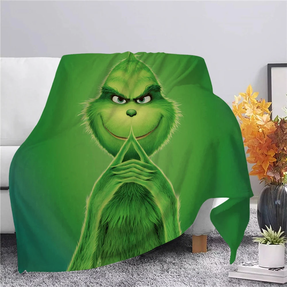 

CLOOCL Merry Christmas Flannel Blanket 3D Print Green Hair Monster Throws Blanket Office Nap Quilt Air Conditioning Blanket