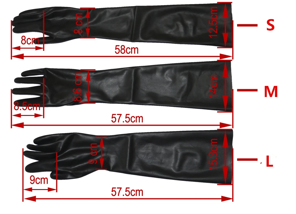 Черные формованные латексные перчатки длиной до плеч унисекс резиновые