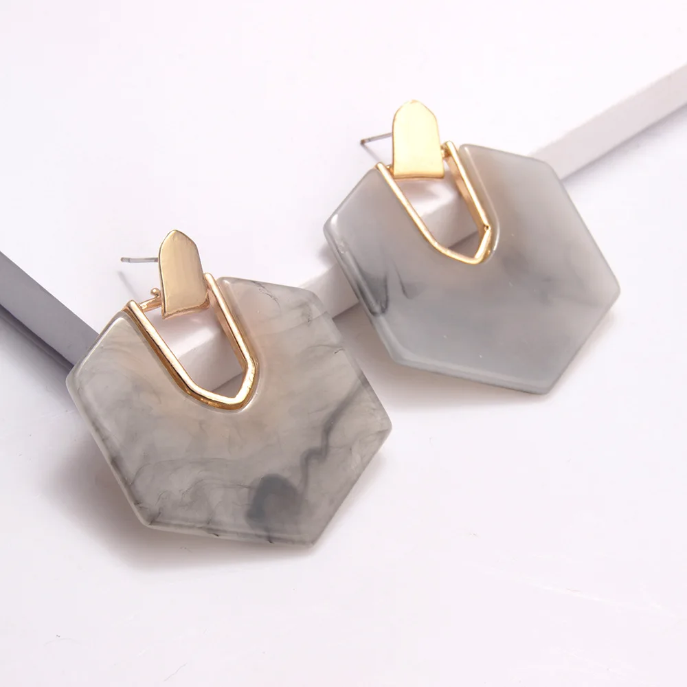 2020 ZA многоугольные акриловые серьги-подвески из смолы для женщин большие висячие