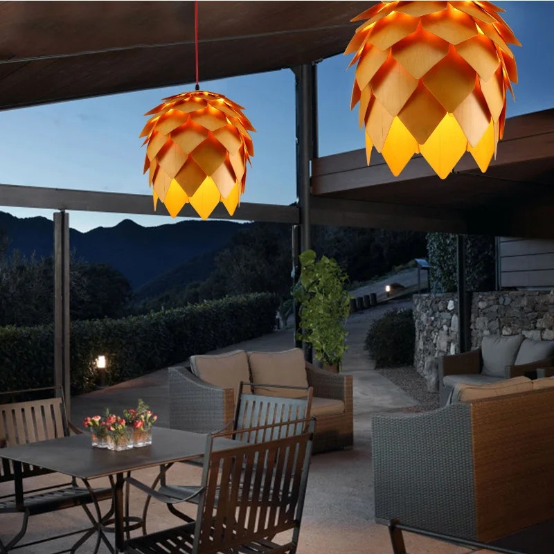 Деревянные шишки светодиодные подвесные светильники DIY Паб Клуб ресторан