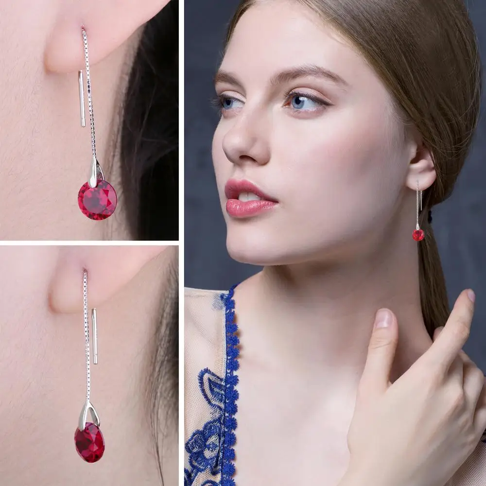 JewelryPalace создан Рубин нити серьги в виде капель с 925 стерлингового серебра для