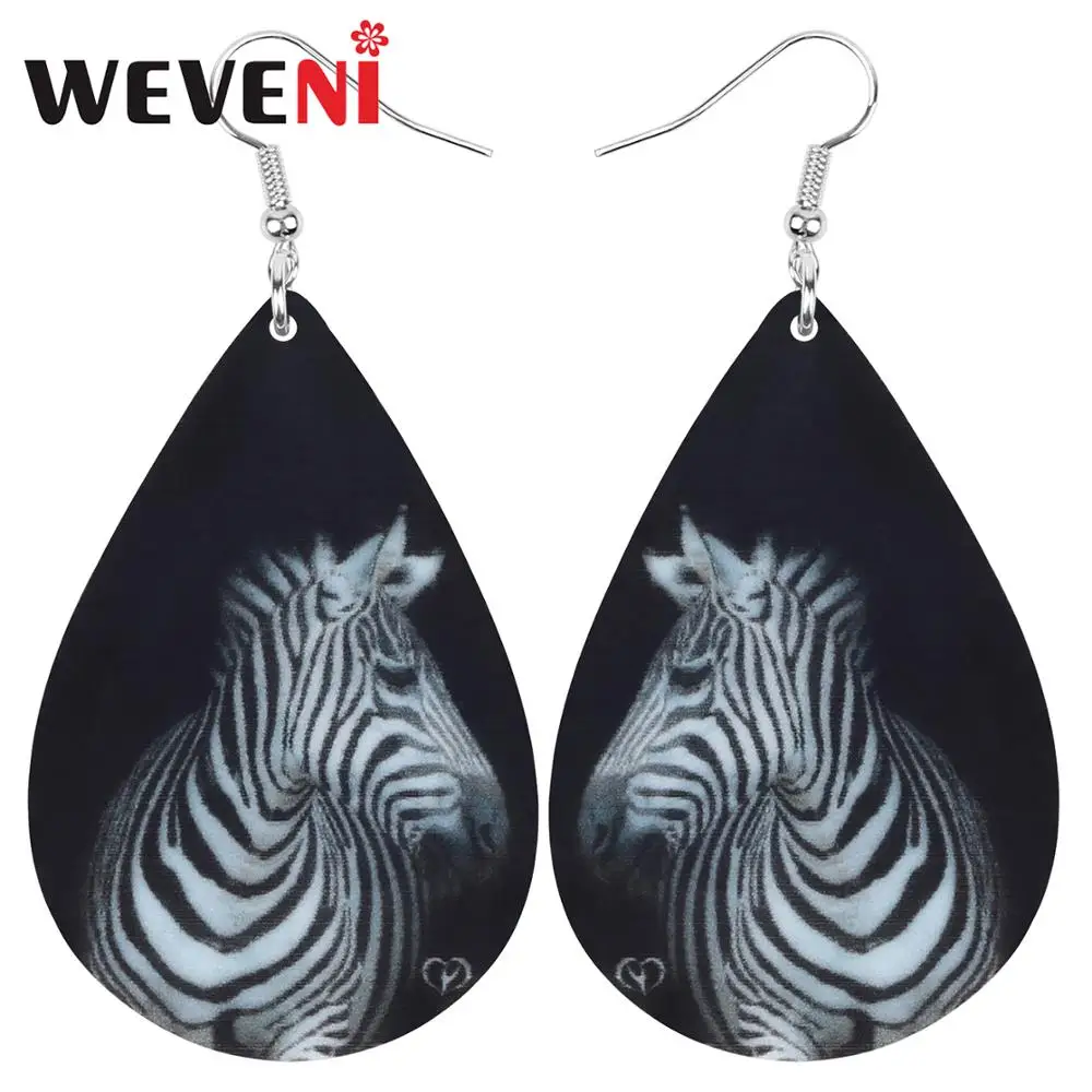 WEVENI акриловые каплевидные полосатые серьги в форме зебры животного Висячие