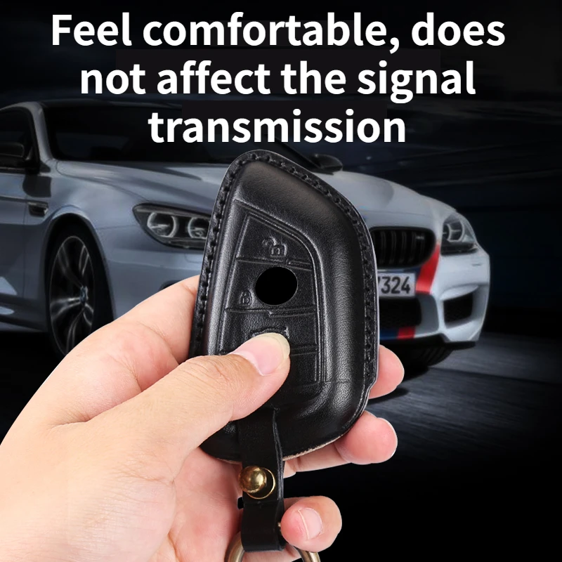 

Leather Car Key Case Key Cover Key Shell Protector for BMW X5 F15 X6 F16 G30 7 Series G11 X1 F48 F39 Accessories Car Styling