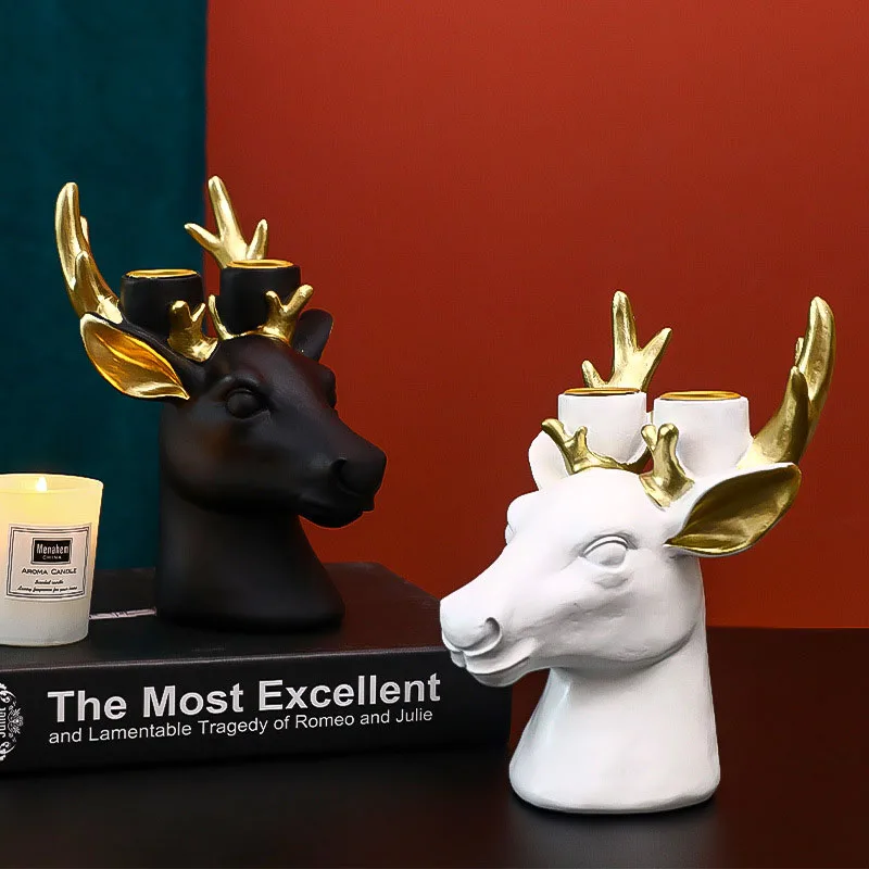Голова оленя подсвечник для дома аксессуары смолы Лось Скульптура