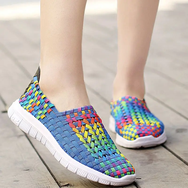 Женская обувь на платформе Высококачественные лоферы из лайкры Женские слипоны