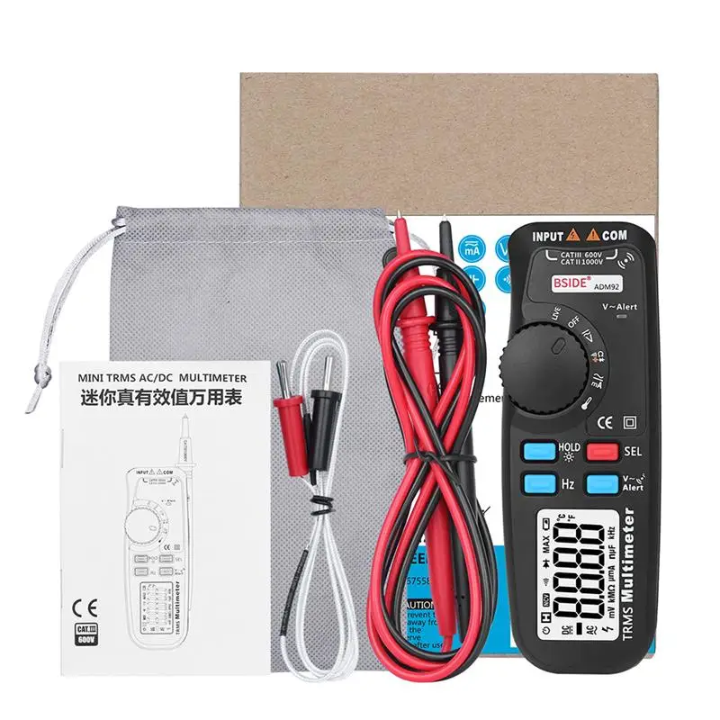 Цифровой мультиметр BSIDE ADM92 ручной с автоматическим диапазоном 6000 отсчетов TRMS