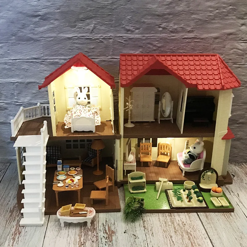 diy doll house forest lodge villa collocation home houses surprise dollhouse furniture kit animal family toys set children gift free global shipping