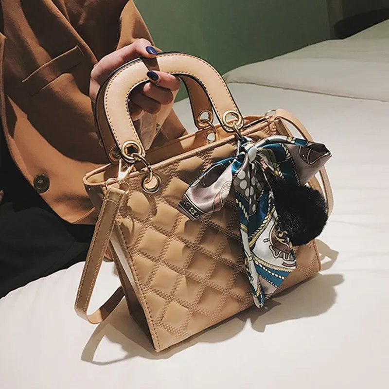 

Bolsos Mujer Quality Leather Female Shoulder Bag Small Women Handbag Top-handle Ladies' Crossbody Bolsa With Ribbon Hair Ball