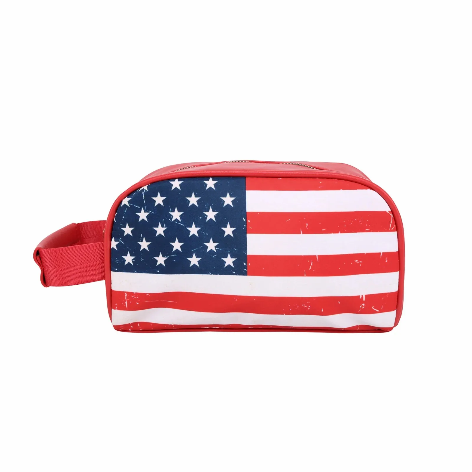 

American Flag Print Multi Purpose/Travel Pouch PU Leather Travel Accessories Pouch