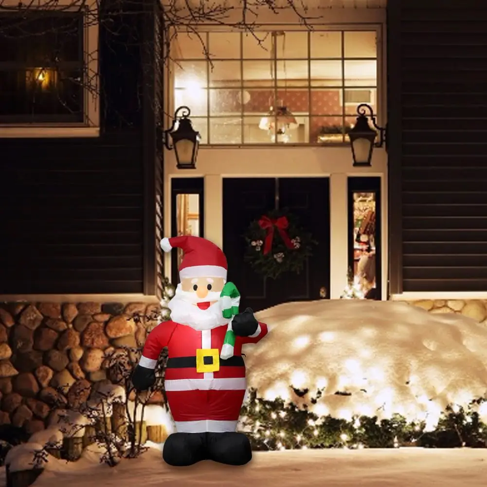 

2020 New Arrival Christmas Santa Clause Inflatable Gingerbread Snow Man Held A Candy Stick LED Home Outdoor Garden Decoration