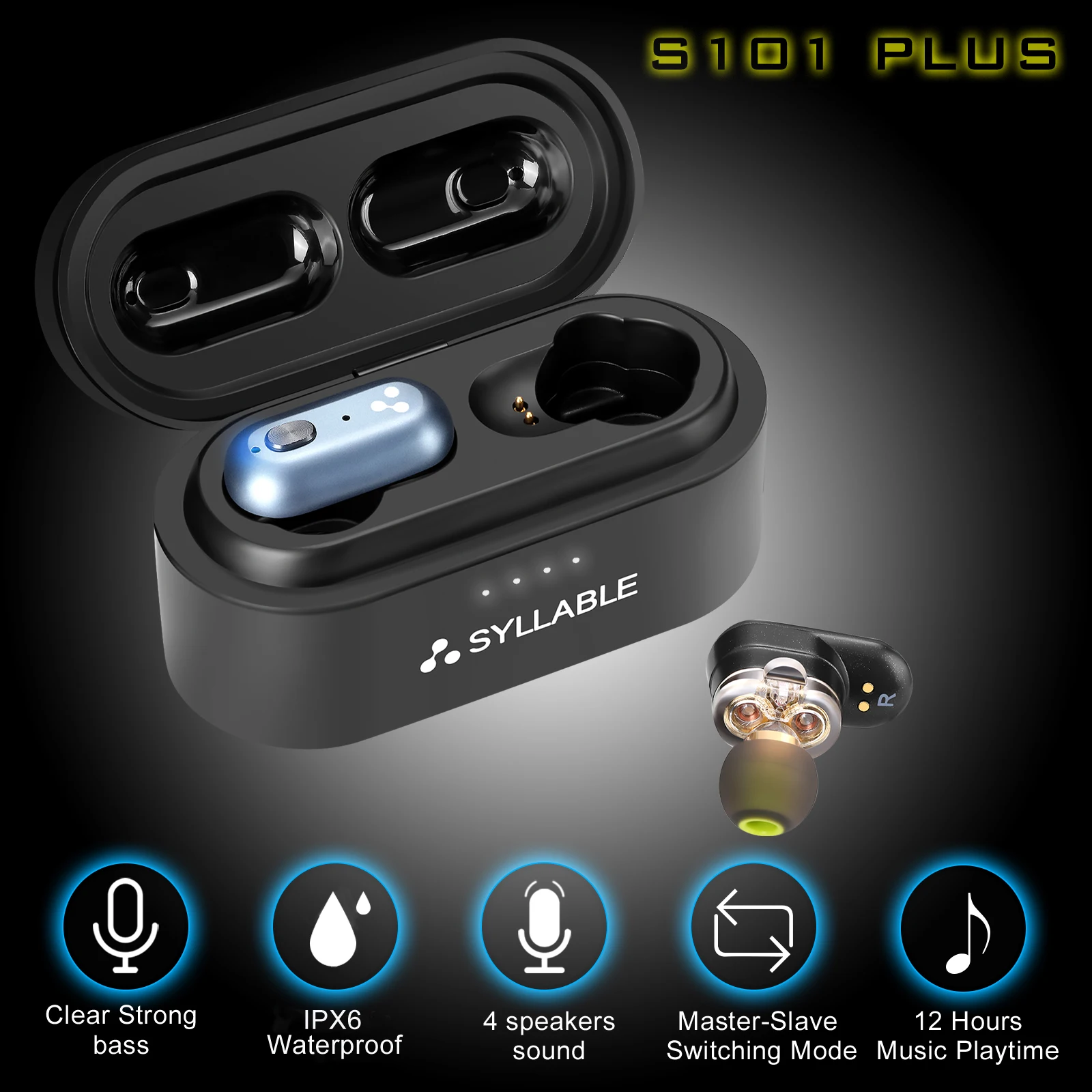 TWS стереонаушники SYLLABLE S101 Plus наушники с чипом QCC3040 12 часов работы