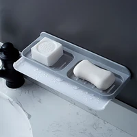 soap box sucker wall mounted creative drain free perforated bathroom double compartment soap rack household soap box