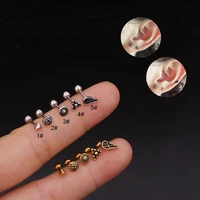 1pc small stainless steel stud earrings for women piercing cartilage earring retro helix tragus rook lobe screw back bodyjewelry