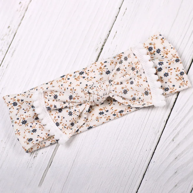 Повязка на голову из хлопка с бантиком для девочек отделанным узлом хлопковая