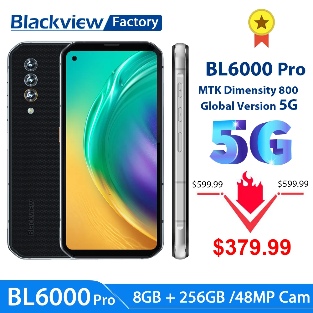 5G Blackview BL6000 Pro смартфон IP68 Водонепроницаемый 8 Гб 256 48MP тройной Камера 6 36 ''FHD +