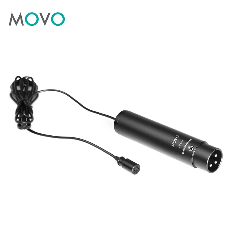 Movo LV4 Dual XLR Lavalier комплект для интервью с всенаправленными и кардиоидными микрофонами, брошь на лацкан и ветровые экраны