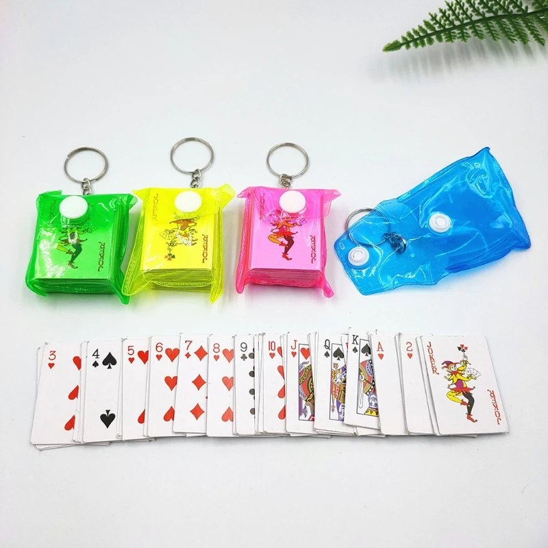 

1pc Portable Mini Playing Cards Poker Keychain Small Board Game Key Chain 43cm Random color