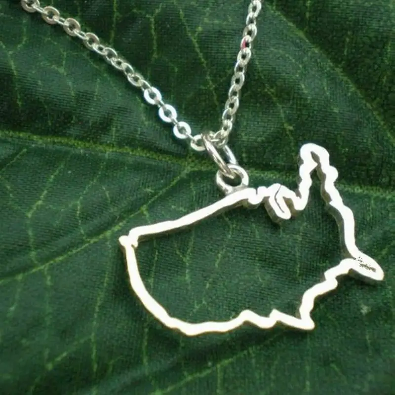 

Women's Alloy American Map Necklace Female Metal Chain Necklaces