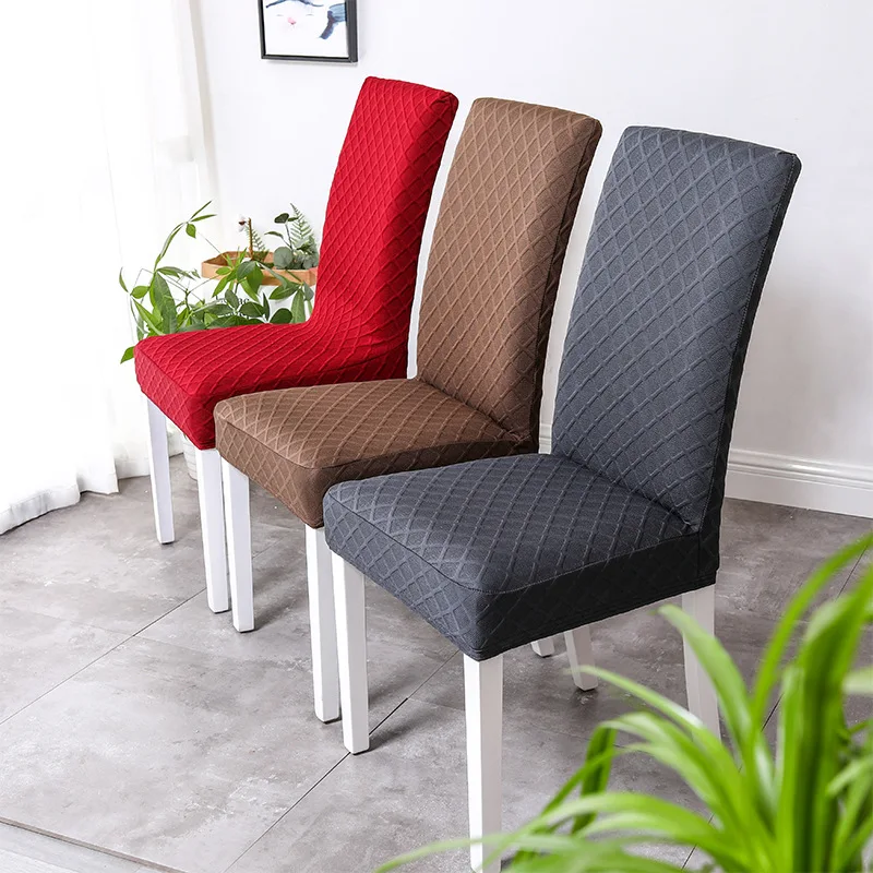 

Jacquard Stretch Dining Chair Cover Spandex Elastic Chair Slipcover With Back Thick Chairs Covers For Wedding Hotel Banquet Home