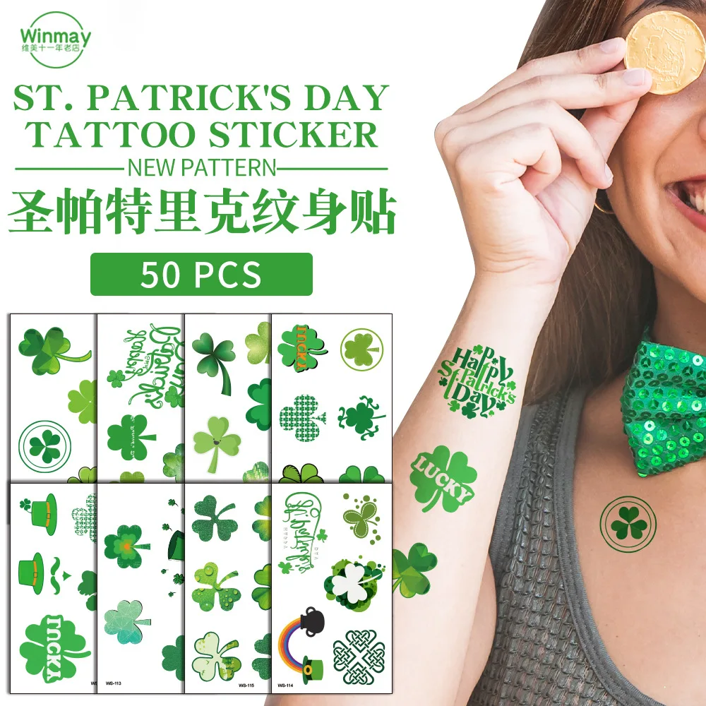Irish St. Patrick's fake tattoo Clover beer green festival durable waterproof temporary sticker tatoo tatto tato henna | Красота и
