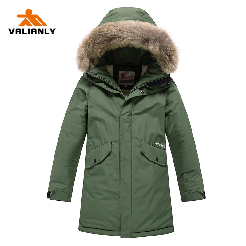 

VALIANLY 2021 Winter Boys Parka Kids Cotton Padded Coat Winter Coat For Kids Thick Winter Jacket Overcoat Raccoon Fur Outwear