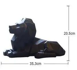 

Modern abstract geometric resin lion figurines animal statue Black mountain lion
