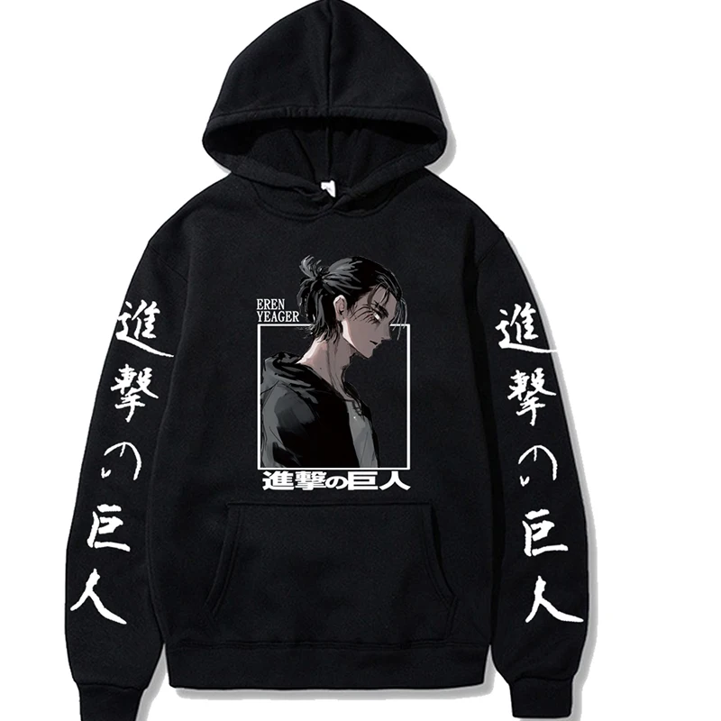 

Anime Attack Titan Eren Yeager Pattern Hoodie Men's Unisex Oversized Cartoon Sports Hoodie Men's