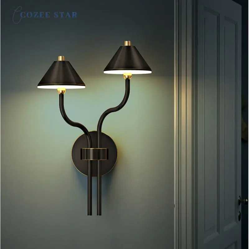 

Modern LED Copper Wall Lamps Luxury Gold Black Mushroom Wall Sconce Lustre Bedroom Living Room Corridor Indoor Lighting Fixture