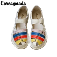 careaymade new hot head layer cowhide pure handmade candy colors shoeslady the retro art mori girl casual shoes2 colors