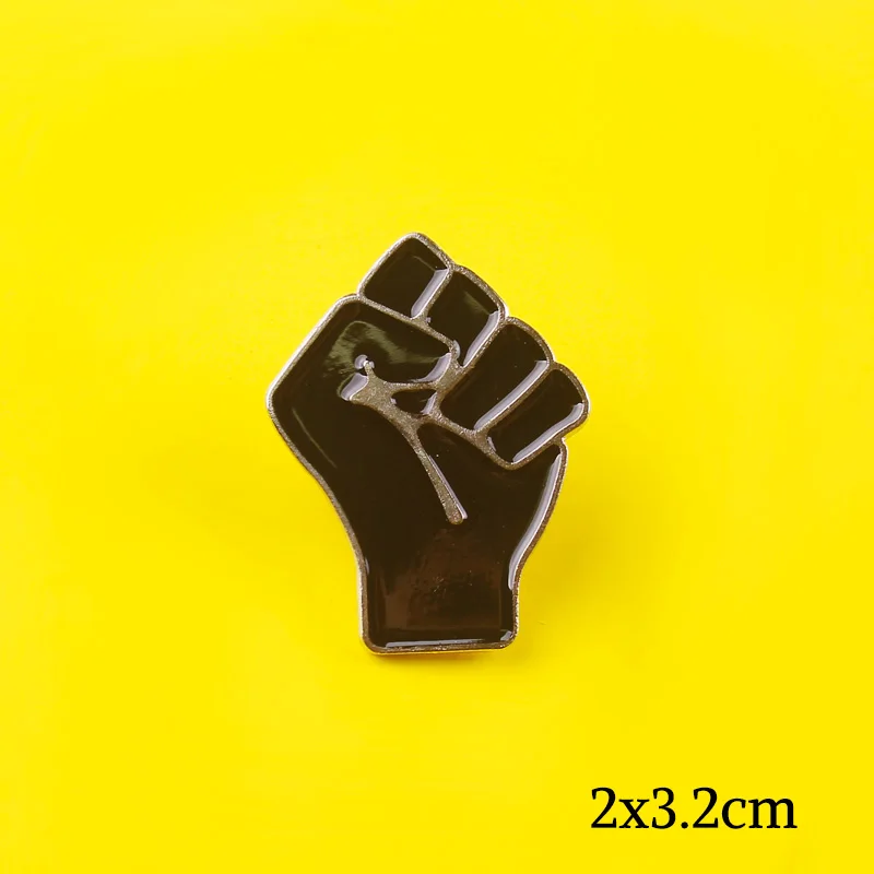 Металлические значки с приподнятым кулаком на одежду красная черная брошь сумку