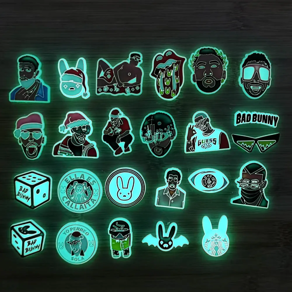 1 Pcs Glow in the Dark Croc Shoe Charms Bad Bunny PVC Shoes Accessories Rabbit Ornaments for Girl Gift Noctilucence Decorations