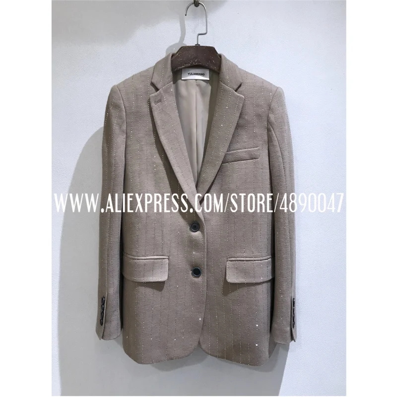 

high quality Blazer Women's 2020 Body hot drilling Fashion suit Jackets Casual Wear Wool jacke tSlim slimming jacket