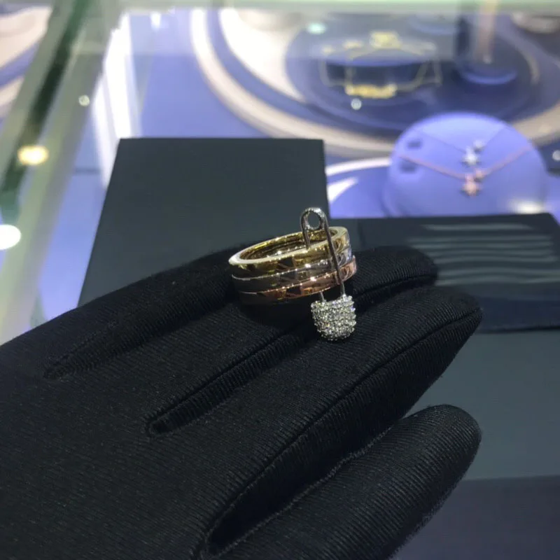 UMGODLY роскошное Брендовое 3-слойное кольцо красочное цветное с фианитом 3A Женская