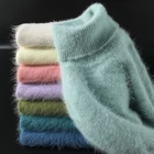 Зимний женский свитер, однотонный, из 100% норки и кашемира, вязаные пуловеры, свободный, мягкий, теплый, женский свитер с длинным рукавом