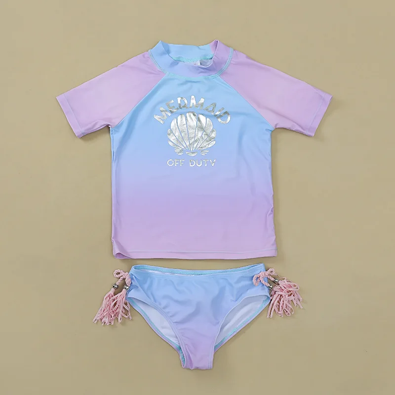 Купальный костюм для девочек из двух частей с изображением фламинго купальный