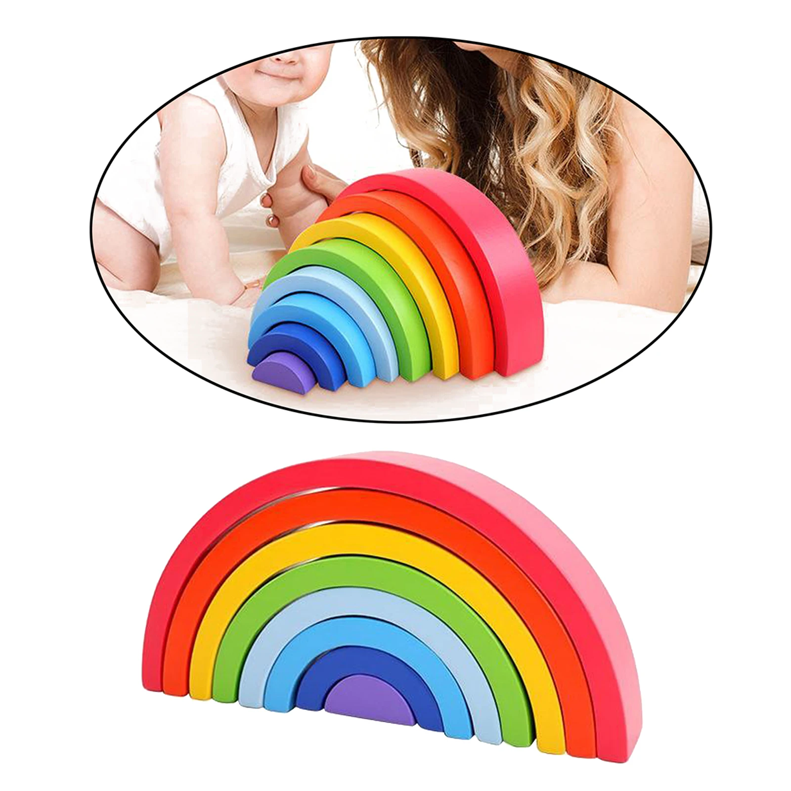 

Montessori Rainbow Arched Building Stacking Bridge Blocks Puzzle Handcrafted