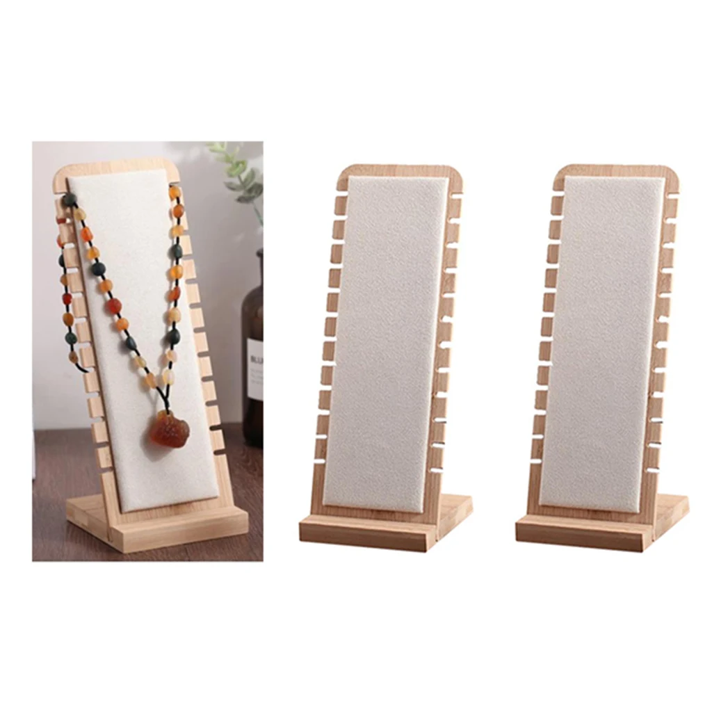 

2 Pcs White Elegant Necklace Display Stand L Shape Holder Rack Suede Surface