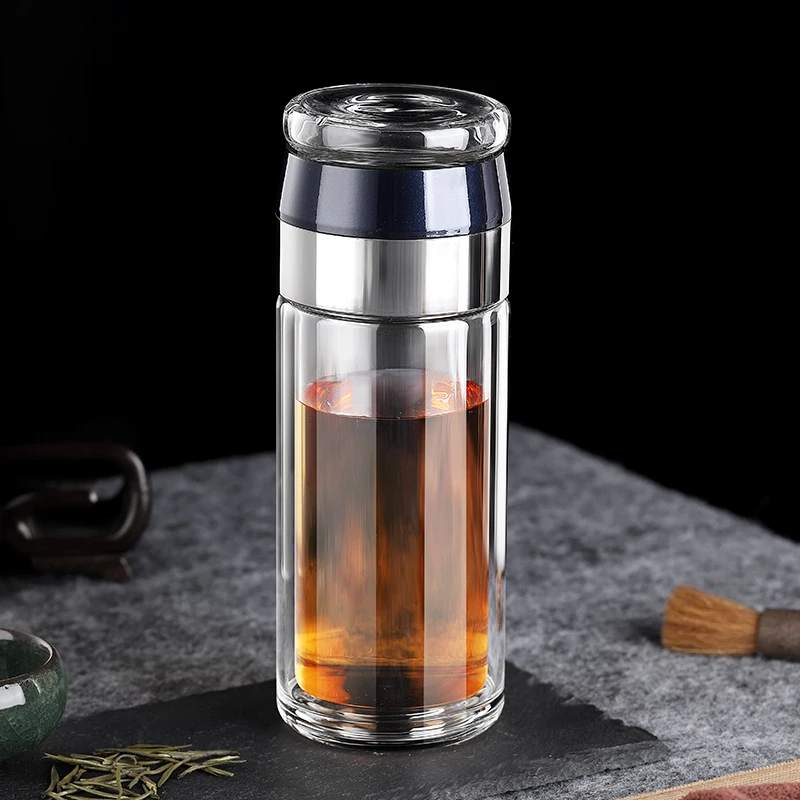 Стеклянная бутылка для воды с фильтром заваривания чая стеклянная двойными