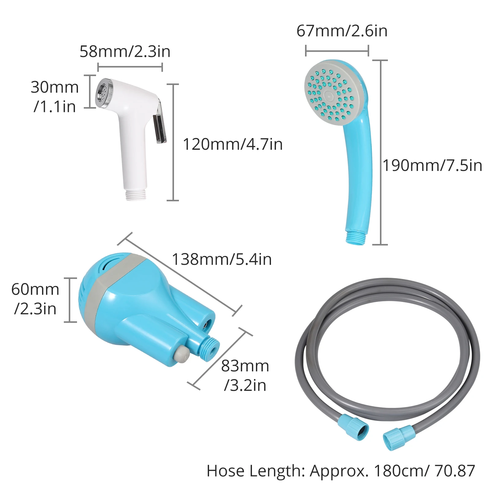 AMTOVL переносной походный душ Set USB DC 12V нажимной для пеших прогулок путешествий