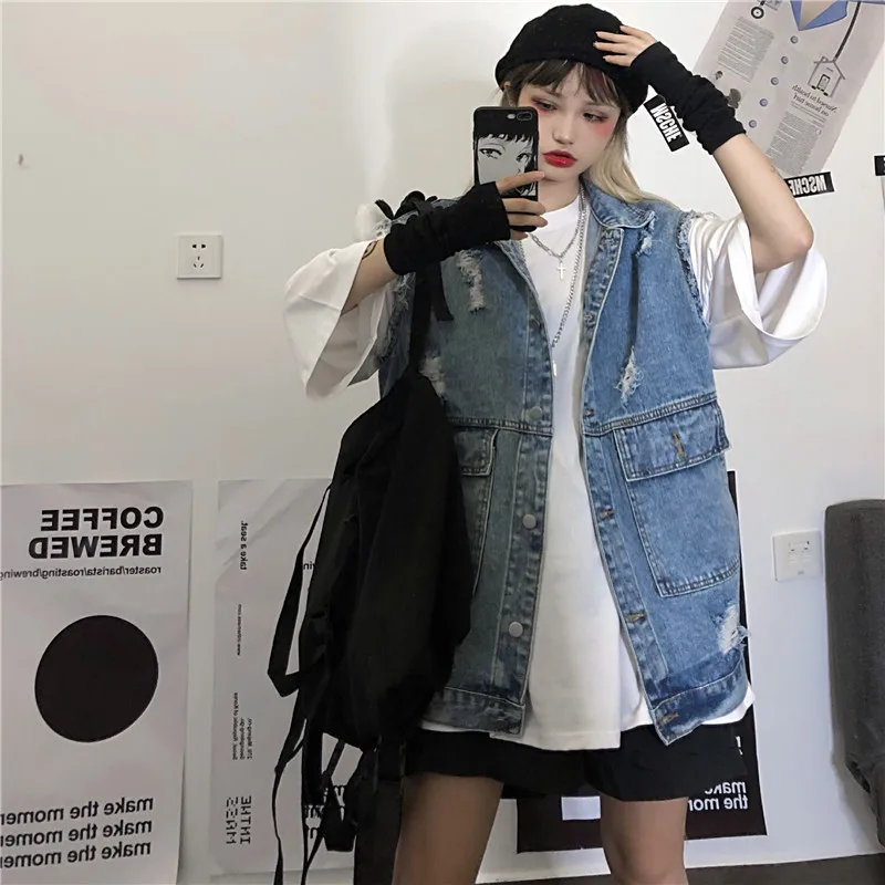 Женская джинсовая куртка винтажная синяя свободная универсальная уличная