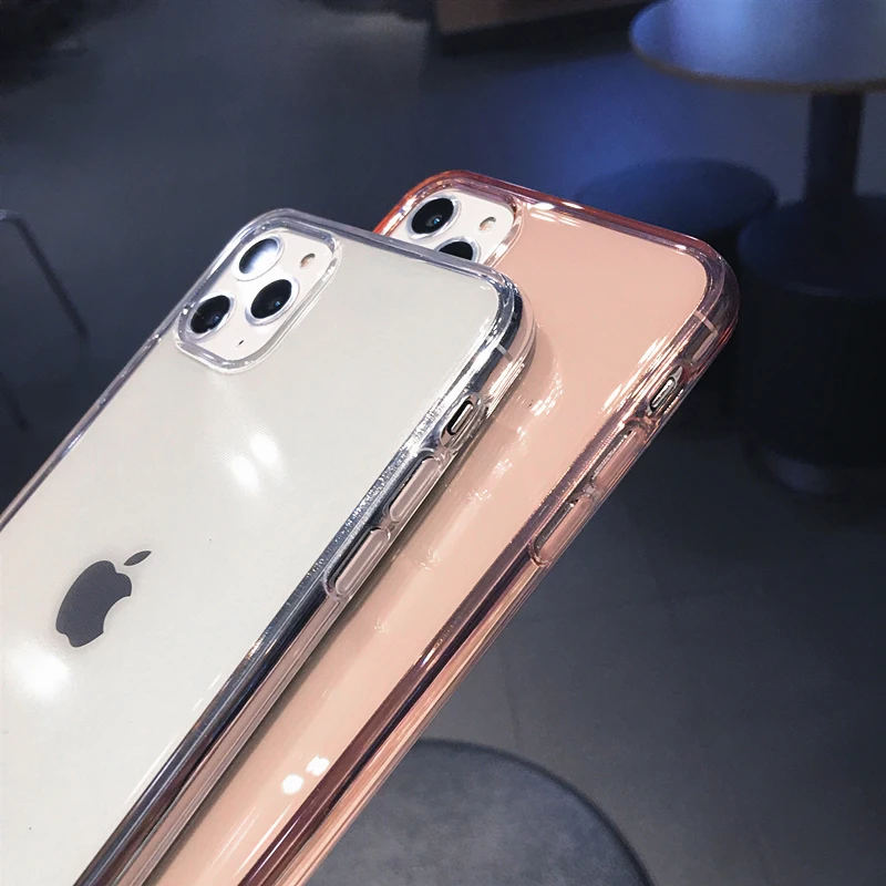 Однотонный противоударный Прозрачный чехол для iPhone11 12 Pro Max X XS XR 7 8 Plus SE 2020