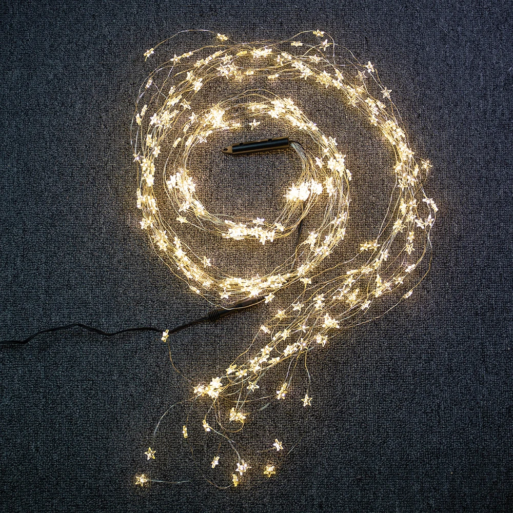 СВЕТОДИОДНАЯ Гирлянда-занавеска со звездами Сказочная гирлянда-водопад для