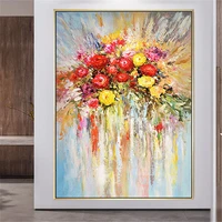 interior decoration painting hand painted oil painting flowers roses tulips abstract canvas painting living room aisle wall art