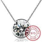 Женское Ожерелье с круглым кулоном из циркона, на цепочке 45 см, 925 пробы, S-n96