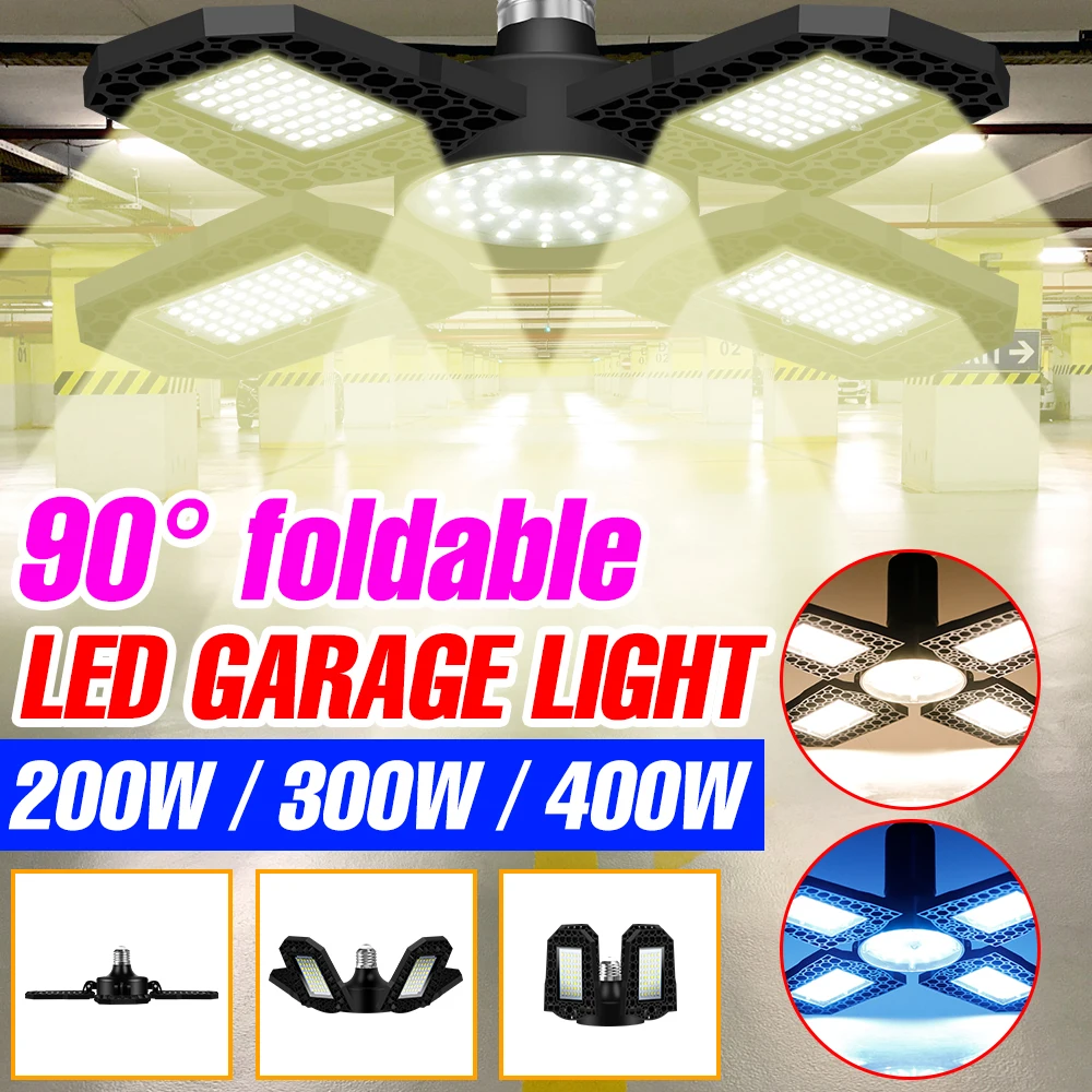 

LED Bulb E27 Spotlight E26 Garage Lights 200W LED 220V Bombillas Deformable Lamp 300W 400W Ceiling Light Warehouse Workshop Gym